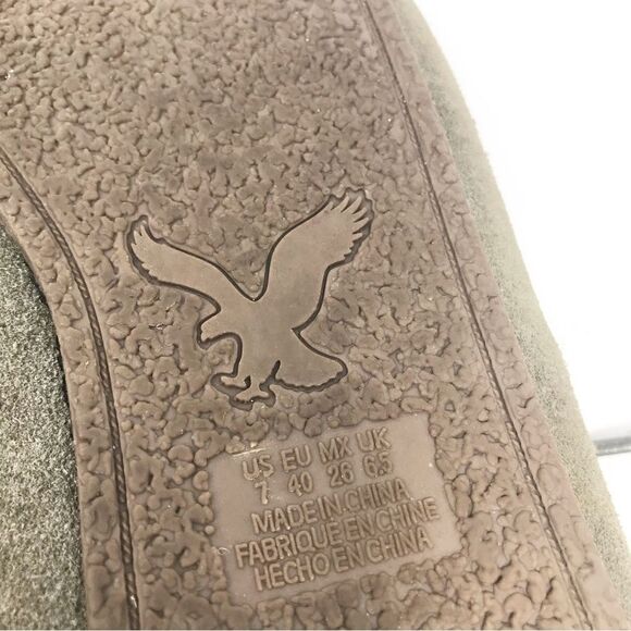 American Eagle Gray Suede Cream Shearling Soft Structure Lace up Moccasin Shoes - Picture 9 of 10